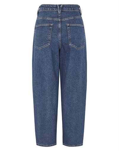 Soft Rebels - SRAmelie Cropped Barrel Jeans - Mid Washed Blue Denim